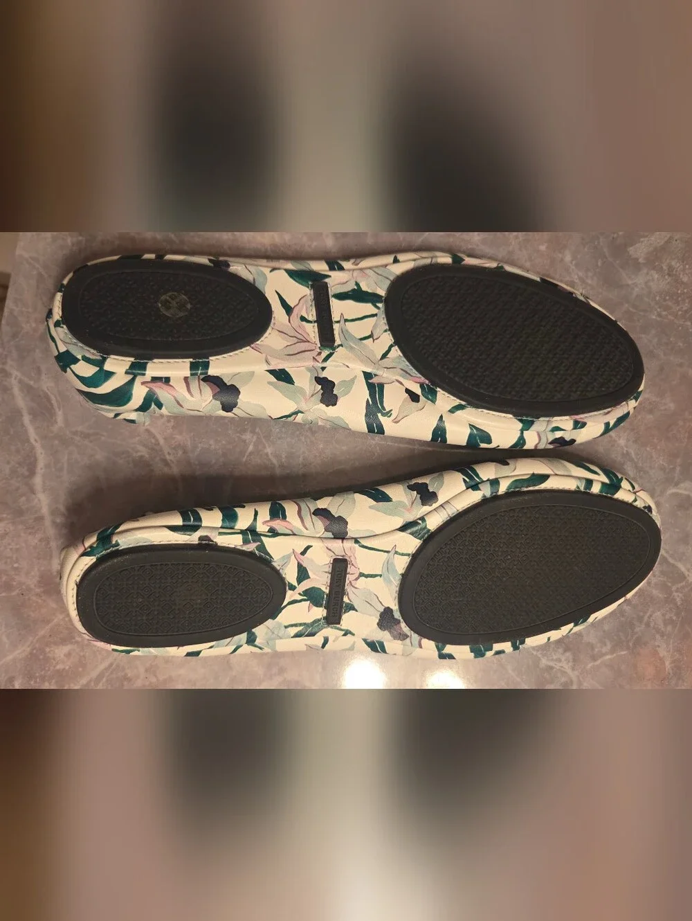 Tory Burch White Floral Logo Ballet Flat